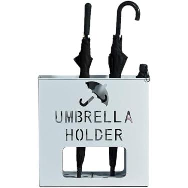 Imagem de Grande Balde De Guarda-chuva De Design Oco Com Bandeja De Gotejamento Segure 22 Guarda-chuvas Guarda-chuvas Dobráveis Bengalas Suporte De Bengalas, White