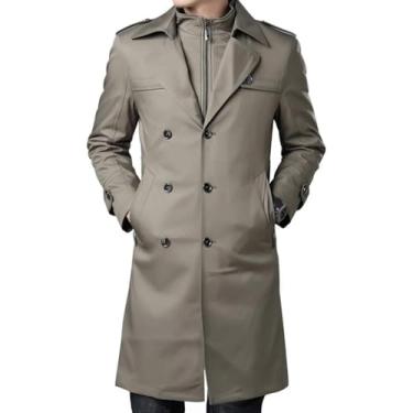 Imagem de Jaquetas Trench Coat Para Homens, Trench Coat Longo Para Homens, Jaqueta Slim Fit Acolchoada De Algodão, Novo Casaco De Inverno Bonito Acima Do Joelho, Khaki, 180