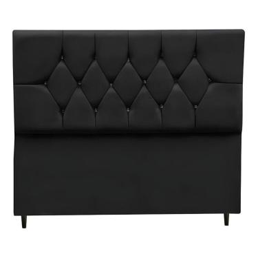 Imagem de Cabeceira Cama Box Estofada Solteiro 90 Cm Suede Bruna Cor:preto