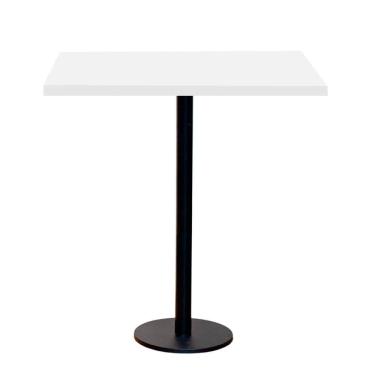 Imagem de Mesa Pisa Beta Bistrô Fratini 107,50cm (A) Disco Redondo Preto Tampo MDP Quadrado Branco 60cm (L)