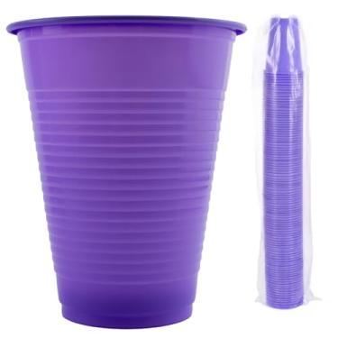 Imagem de JEVOLVE Copo de plástico descartável de grau dental de 142 g, resistente e durável, unissex para beber | Perfeito para enxaguar, enxaguante bucal (100, roxo)