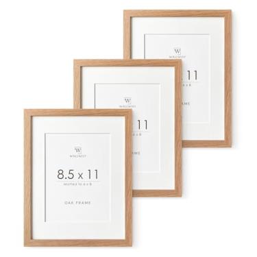 Imagem de Moldura de madeira maciça de carvalho 21 x 28 cm com tapete para 15 x 20 cm (tamanho de abertura 14 x 19 cm), molduras de carvalho natural 29 x 21 cm, para exibição de parede e mesa, conjunto com 3