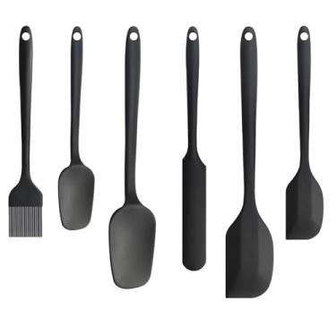 Imagem de Yaritogeru Conjunto de 6 espátulas de borracha de silicone, escova de cozinha para óleo, espátula de colher de borracha, raspadores flexíveis antiaderentes resistentes ao calor ou assar, cozinhar e