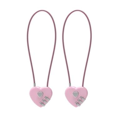 Imagem de UP Security Cadeado de combinação pequeno em forma de coração - Bonito cadeado com código de 3 dígitos para bagagem, armário de academia, mochila, mala, seguro para viagem e proteção elegante (rosa +