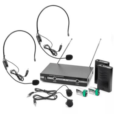 Imagem de Kit Microfone Vhf Sem Fio Auricular Cabeça Headset Lapela