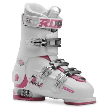 Imagem de Roces Idea Free Botas de esqui juvenis ajustáveis – brancas/rosa profundo | Botas de esqui alpino infantis e juvenis tamanho 22,5-25,5 | 3 fivelas com alça elétrica