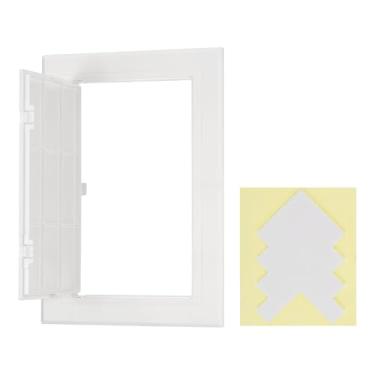 Imagem de PATIKIL Painel de acesso para drywall 22 x 15 cm, 1 conjunto de plástico ABS capa de orifício de parede porta de acesso com fita dupla face para teto de parede elétrica, branco