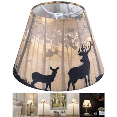 Imagem de Candeeiro de sino pequeno para candeeiros de mesa e candeeiros de parede - 12,8 cm de cima × 23 cm inferior × 16,3 cm de altura (clip-on/aranha) vintage art & sika veado impresso abajures de