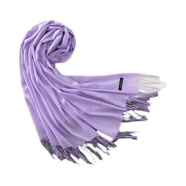 Imagem de Xale de Caxemira Longo Feminino - Cor Sólida, Hijab, Pashmina com Borl