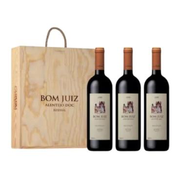 Imagem de Caixa de Madeira c/ 3 vinhos Bom Juiz Carmim 750 ml