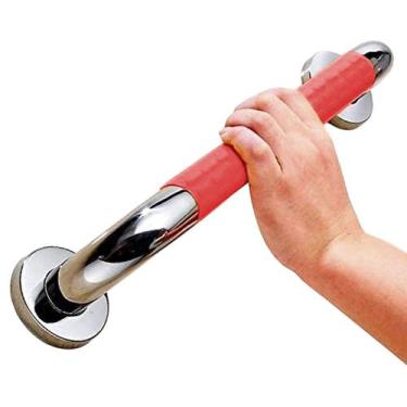Imagem de Barra Alça De Apoio Inox 40cm Suporte Antiderrapante Idoso Cadeirante 