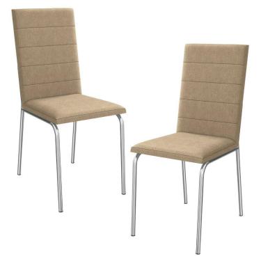 Imagem de Kit 2 Cadeiras Cromada Sala Jantar 2C091CR Corino Kappesberg Capuccino