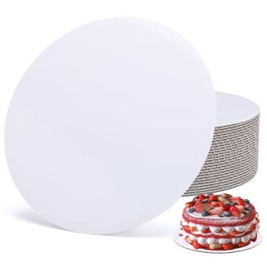 Imagem de EUSOAR Tábuas de bolo de papelão, pacote com 25 unidades de 30,5 cm branco resistente papelão ondulado base redonda pratos de pizza, à prova d'água e à prova de óleo, círculos de bolo para casamento