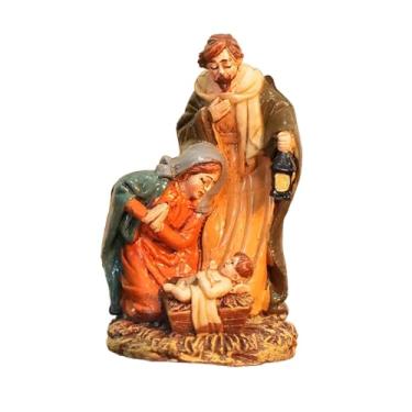 Imagem de Fenteer Estatueta de presépio de Natal, escultura em resina, decoração para casa faça você mesmo, pintada à mão, enfeite de nascimento de Jesus para ambientes, Style D
