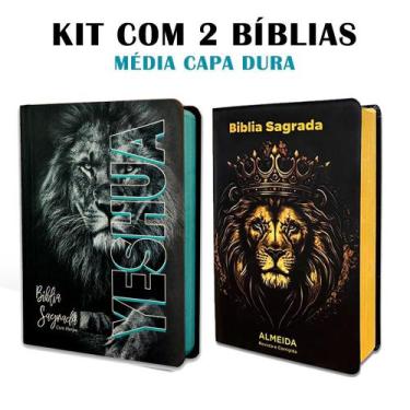 Imagem de Kit 2 Bíblias Letra Grande Luxo com Harpa - Edição de Promessas - REI 
