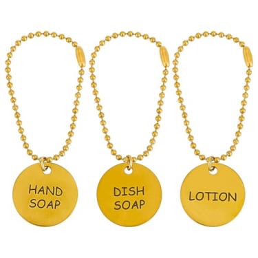 Imagem de OLYCRAFT 3 peças de etiquetas de corrente de dispensador de sabão de loção etiquetas de dispensador de sabão etiquetas de decoração amuletos de sabonete manual etiqueta pendurada com corrente para