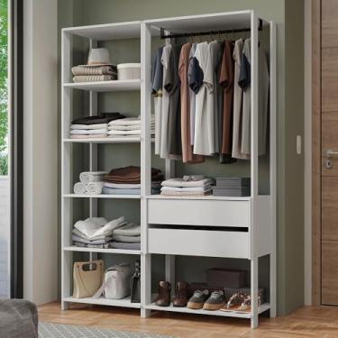 Imagem de Guarda-roupa Closet Modulado 2 Gavetas 129 cm Branco Valencia Madesa