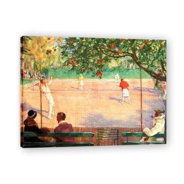 Imagem de Tennis Hotel John Lavery Irish Realist Portrait & War Scenes Impressão em tela – Arte de parede vintage para casa emoldurada 39,98 x 52 cm