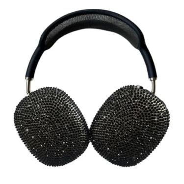 Imagem de Capa preta para Airpods Max, capa de fone de ouvido Apple com strass brilhante, brilhante, para Airpod Pro Max, acessórios de proteção