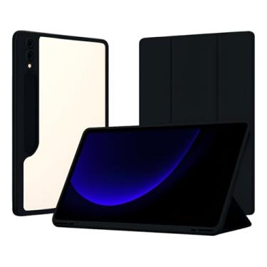 Imagem de Capa Protetora Transparente para Galaxy Tab S10+, S9 FE+, S9+, S7+, S8+, Fundo Transparente, Flip com Suporte de caneta - Pop Shope (Preto)