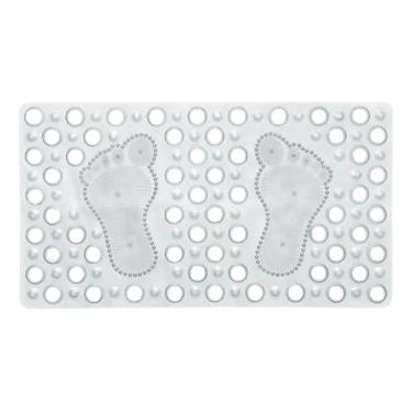 Imagem de Tapete Para Banheiro Antiderrapante Box 66cm X 36cm Pés (Transparente)