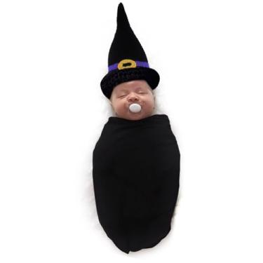 Imagem de Adereços de fotografia para recém-nascidos chapéu de bruxa infantil de Halloween para bebês meninos e meninas, roupas para fotos de recém-nascidos