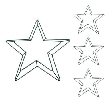 Imagem de Yuqim Pacote com 4 guirlandas de arame em forma de estrela verde, formas de guirlanda de metal de 30 cm para artesanato faça você mesmo, anéis florais para decoração de festa de aniversário de