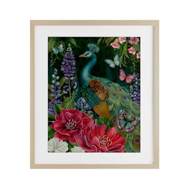 Imagem de Stupell Industries Impressão emoldurada de bétula pavão com motivo de jardim, design sob vidro por Nicole Tamarin, 40,6 x 33,5 cm