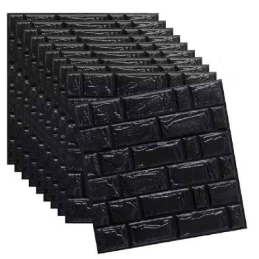 Imagem de 4Un Revestimento De Parede 3D Tijolinho Preto 77X68 Espuma - Yeet