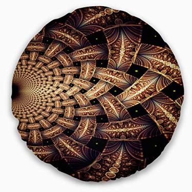 Imagem de Designart Estampa floral marrom escuro fractal para sala de estar, sofá, almofada + capa de almofada impressa em ambos os lados 50,8 cm