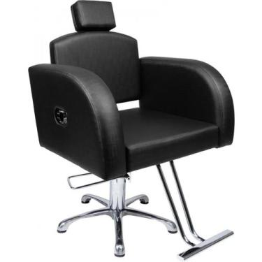 Imagem de Cadeira Hidráulica Destak Reclinável Para Salão Preto Acetinado - move
