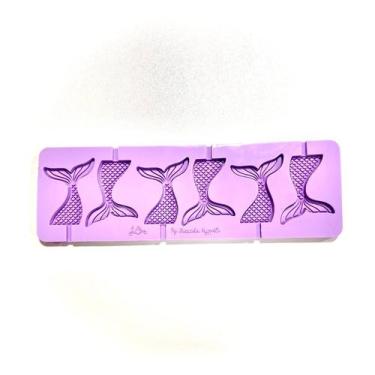 Imagem de L39 Molde de silicone pirulito cauda de sereia para decorar - confeita