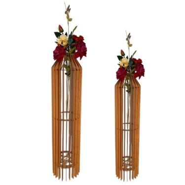 Imagem de Vaso de Chão Decorativo Grande MDF PENEDO - LENOBRE, MDF CRU, Kit com 