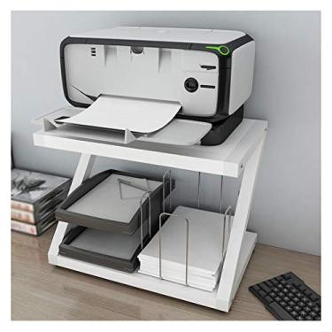 Imagem de Suporte de impressora para mesa em forma de Z suporte de impressora de mesa de metal moldura fixa escritório multifuncional máquina de fax scanner prateleira de armazenamento de arquivos de mesa de 2