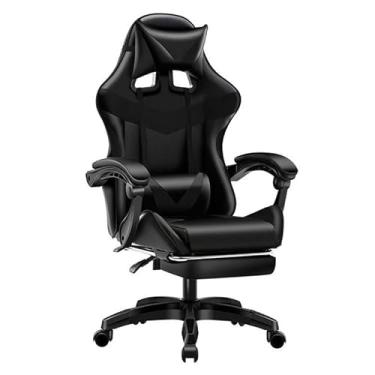 Imagem de Cadeira Escritório Gamer Ergonômica Reclinável Confortável Com Rodinha E Apoio Para Os Pés(PRETO)