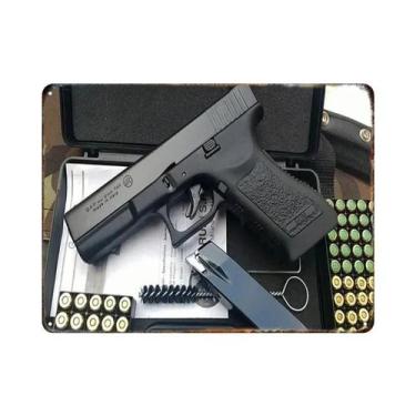 Imagem de Placa De Lata Com Estampa De Pistola Em Estilo Vintage HD, Pintura De 