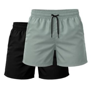 Imagem de Short Kit 2  Bermudas Tactel Leve Moda Praia Liso Masculina-Masculino