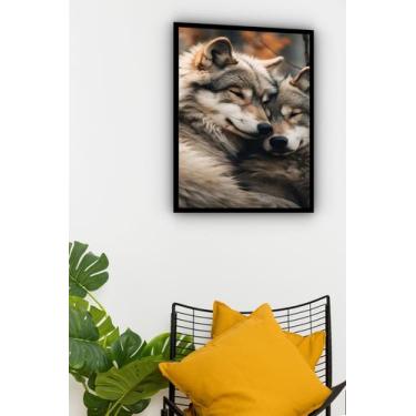 Imagem de Quadro Decorativo Foto Casal De Lobos - 70X50Cm - Quadros On-Line