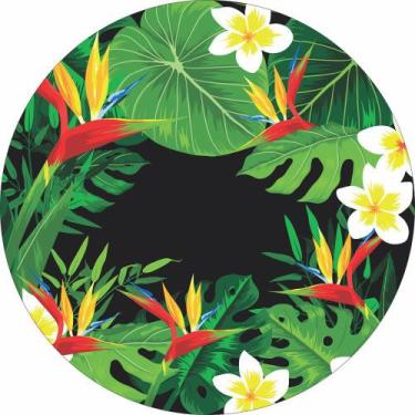 Imagem de Painel de Lona Redondo Tropical Floral - Fabrika de Festa, 160x160cm