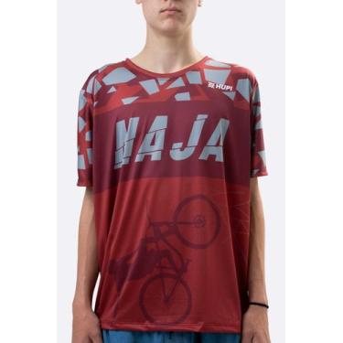Imagem de Camiseta Masculina HUPI Bike Naja Vermelho/Cinza, GG, Vermelho, Cinza