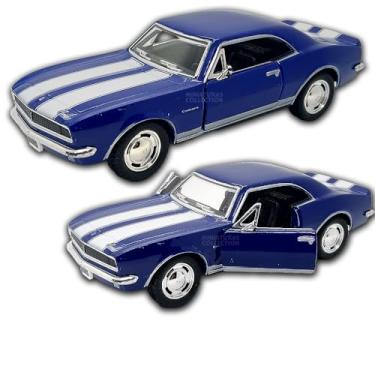 Imagem de Miniatura de carro Camaro Z 28 1967, carrinho de coleção, carrinho de ferro, abertura de portas, com Fricção, 13 CM, Escala 1:37, Kinsmart (Azul)