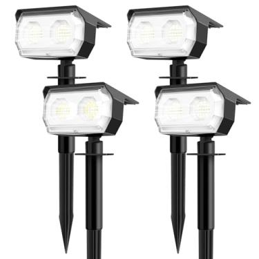 Imagem de Rixsun Projetores solares de paisagem ao ar livre, IP65 à prova d'água 48 luzes de caminho com 3 modos de iluminação, luzes de parede de piscina para jardim e quintal (branco frio, pacote com 4)