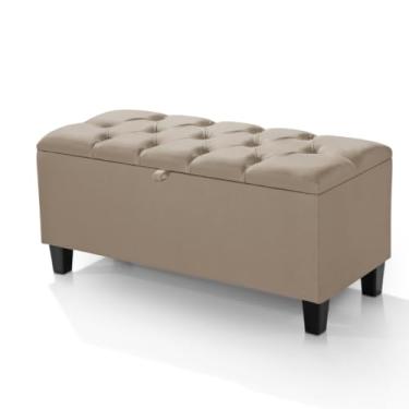 Imagem de Calçadeira Sapateira Organizador com Assento Puff Baú Estofado - Para Armazenamento em Quarto, Sala e Escritório - Móveis para Quarto Minimalista Moderno(Capuccino)
