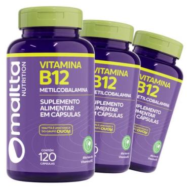 Imagem de 3x Metilcobalamina 360 Cáps Vitamina B12 Sem Sabor Suplemento Concentr