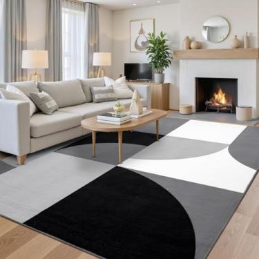 Imagem de Petmolico Tapete de área moderno lavável - Tapetes de estilo geométrico 12 x 18 cm para sala de estar