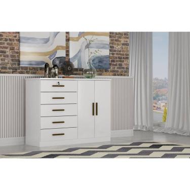 Imagem de Cômoda para Quarto com Sapateira 5 Gavetas - Space-Branco - Móveis Novo Horizonte