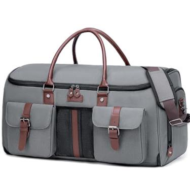 Imagem de Bolsa de mão para viagem, bolsas de viagem conversíveis para homens e mulheres - 2 em 1 malas de viagem com compartimento para sapatos, Cinza, Elegante