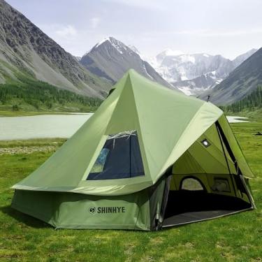 Imagem de Tenda Bell Yurt com macaco de fogão, barraca de luxo impermeável para 4 estações, tecido Oxford 420D, barracas de glamping verde para acampamento ao ar livre, caça, festa, vida todo o ano (Oxford