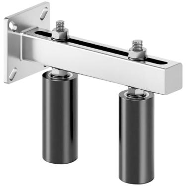 Imagem de LAJIAOZ Rolo de guia de portão deslizante de 15 cm, rolos de nylon UHMW ajustáveis para serviço pesado com suporte de aço prateado - alcance de 14 cm para portões de garagem, cerca de elos de corrente