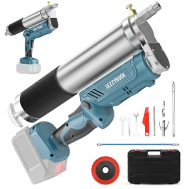 Imagem de Pistola de graxa sem fio para bateria Makita de 18 V (sem bateria), kit de pistola de graxa elétrica 2 em 1 e aderência reta com mangueira de 100 cm e luz LED, 12000 PSI, 140 g/min, para manutenção de
